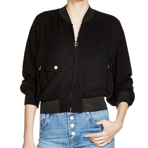 Maje Jackets & Blazers - MAJE BIARRITZ VARSITY STYLE BOMBER JACKET IN BLACK